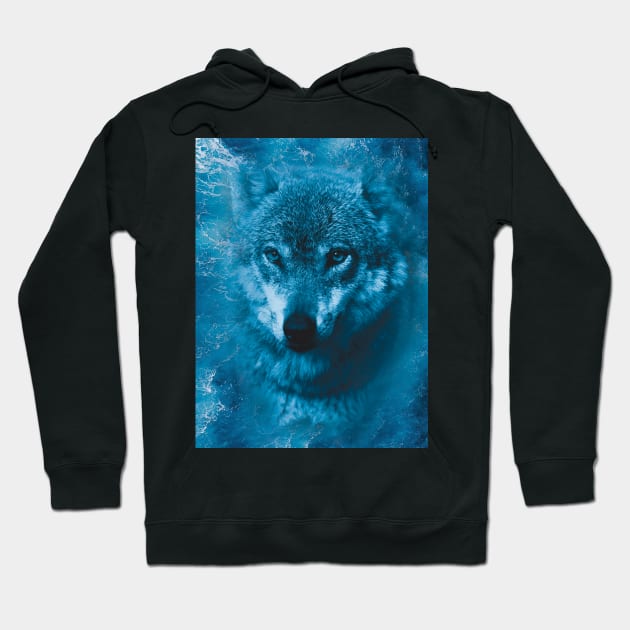 Wolf and waves of the ocean Hoodie by Wolf Clothing Co